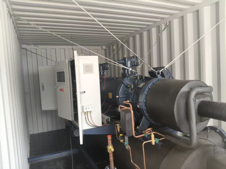 Refrigeration chiller equipment inside a container module